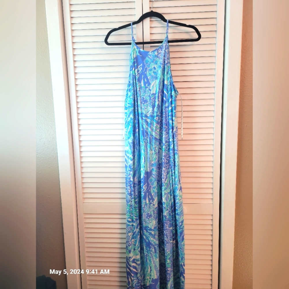 NWT LILLY PULITZER BLUE HAVEN HEY HEY SOLEIL MARGOT MAXI DRESS - XL